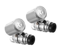 JOINPAYA 2pcs Mini 60X Portable Microscope with LED Light, Jewelry and Detecting Magnifier Loupe Set for Gemstones, Coins, and Stamp Inspection