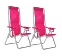 JOINPAYA 2pcs Mini Folding Beach Chair Realistic Mini Deck Reclining Chair for Home Decor Miniature Garden Ornament and Photography Prop for Bookshelf and Desk Display
