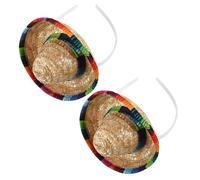 JOINPAYA 2pcs Mini Mexican Sombrero Hat Hairband Lightweight Straw Headband for Cinco De Mayo Headband Parties and Luau Party Fun Photo Props Small Festival Hat
