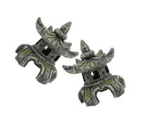 JOINPAYA 2pcs Mini Pagoda Aquarium Ornament Resin Hexagonal Lantern Fish Shrimp Shelter Asian Zen Garden Statue for Fish Tank Micro Landscape Bonsai Decoration