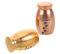 JOINPAYA 2pcs Mini Pet Paw Print Cremation Urns Metal Dog Memorial Ashes Holder Keepsake Box for Small Puppy Loss Hair Teeth Storage Elegant Design for Home Tribute