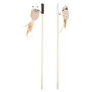 JOINPAYA 2pcs Mouse Design Cat Teaser Kitten Interactive Stick Rod for Cat Exerciser Indoor Funny Plaything Random Color