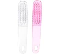 JOINPAYA 2pcs Nail Brush with Handle Grip for Manicure and Pedicure, Plastic Curved Small Nail Cleaning Brush for Fingernail Dust and Dirt Removal, and Pink
