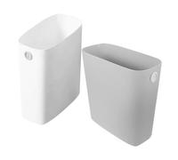 JOINPAYA 2pcs Narrow Space Trash Can Set, 8l Kitchen and Bathroom Garbage Bin, Open Top Rectangular Waste Container in Grey and White for Home and Office