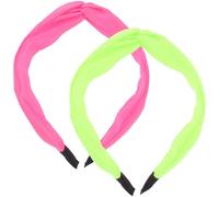 JOINPAYA 2pcs Neon Knot Headbands for Women Girls, Comfortable Fabric Hair Accessories with Versatile Use, Stylish Retro 80s 90s Fluorescent Headbands for Dates and Makeup Sessions