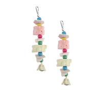 JOINPAYA 2pcs Parrot Chewing with Cuttlebone and Spicy Wood for Teeth Grinding and Beak Conditioning Bird Cage Plaything for Mental and Physical Random Color