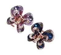 JOINPAYA 2pcs Purple and Blue Orchid Rhinestone Butterfly Hair Clips, Small Crystal Bangs Barrettes Set for Women, Decorative Hair Accessories for Styling and Daily Use