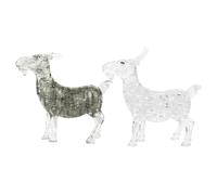 JOINPAYA 2pcs Puzzle Goat Figurines Crystal Like Decorative Animal Sculptures for Home Office Shelf Decor Artistic Transparent and Grey Goat Statue Ornaments Unique Desktop Art
