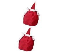 JOINPAYA 2pcs Red Christmas Drawstring Gift Bags for Xmas Party, Reusable Lint Candy Storage Holders with Festive Classic Design, for Christmas Party Supplies