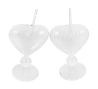 JOINPAYA 2pcs Red Glasses Heart-Shaped Drinking Cups 210ml 180ml Sturdy Glassware for Hotel Events and Parties