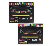 JOINPAYA 2PCS Reusable First and Last Day of School Chalkboard Sign for - Black Erasable Back to School Board for Kindergarten and Preschool Memory