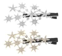 JOINPAYA 2pcs Rhinestone Star Hair Clips for Women, Silver and Gold Sparkly Duckbill Barrettes, Small Star Hairpin Set for Fine Hair and Bang Styling
