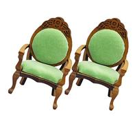 JOINPAYA 2pcs Scale Miniature Wooden Dollhouse Chair Vintage Walnut Armchair Toy Boys and Girls Pretend Play Furniture