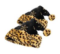 JOINPAYA 2pcs Sequin Santa Hats for Adults with Plush Material Comfort and Sequin Snowflake Embellishment, Black Leopard Print Christmas Hats for Festive Holiday Celebrations