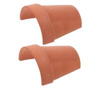 JOINPAYA 2pcs Small Reptile Hideout Cave with Yellow Rim Red Clay Turtle Shelter and Basking Platform for Aquarium and Terrarium Habitat Random Style