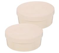 JOINPAYA 2Pcs Small Round Wooden Storage Box 14.5X6Cm Baking Bread Case DIY Painting Craft Container for Home Organization
