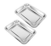 JOINPAYA 2pcs Stainless Steel Cat Litter Box 304 Material Open Small Kitten Toilet Tray 20x27x4.8cm Metal Litter Pan Large Capacity Portable Pet Toilet for Travel and Home Use