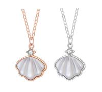 JOINPAYA 2pcs Titanium Steel Shell Necklace Set for Women, Rose Gold and Silver Color, Shell Pendant Jewelry Gift for Birthday Valentine’s Day Anniversary