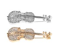 JOINPAYA 2pcs Violin Brooch Pin for Women, Metal Lapel Pins Rhinestone, Elegant Gold and Silver Tone, Suitable for Clothes, Backpacks, and Party Accessories