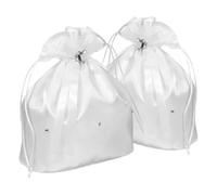 JOINPAYA 2pcs White Satin Bridal Wedding Money Bag Drawstring Purse with Heart Shape and Rhinestone Decoration, Elegant Bride Handbag for Western Weddings and Ceremony Keepsakes