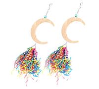 JOINPAYA 2pcs Wooden Bird Swing Moon Shape Parrot Perch for Cage Durable Bite Resistant Hanging Playground Easy to Install Rest and Exercise Accessories for Parrots and Caged Birds