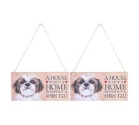 JOINPAYA 2pcs Wooden Dog Pattern Pet Decorative Hanging Signs, Pet Wood Plaques for Home and Store Décor, Rustic Dog Wood Signs for Indoor Use Random Color