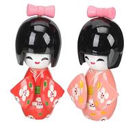 JOINPAYA 2Pcs Wooden Japanese Kimono Dolls Traditional Craft Home and Coffee Shop Decor Small Lightweight Figurines Housewarming Gift