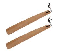 JOINPAYA 2pcs Wooden Shoehorn 26cm Long Natural Beech Wood Shoe Lifter Leather Hanging Rope Portable Shoe Horn Tool for Home and Travel Use