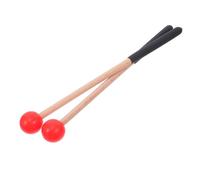JOINPAYA 2pcs Wooden Tongue Drum Mallets with Red Soft Rubber Tips, 9.5" Non-slip Handles, Percussion Sticks for Teaching and Playing Glockenspiel, Marimba, and Steel Tongue Drums
