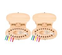 JOINPAYA 2set Wooden Deciduous Tooth Box Cute Hippo Shaped Keepsake Organizer for Boys and Girls Lost Teeth Storage Tweezers and Cotton for Birthday Memory Keepsake Boxes