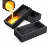 Joinpaya 3 Pcs High Purity Graphite Ingot Mould, 100x50x25mm Graphite Casting Crucible for Gold Silver Copper Melting, Heat Resistant Metal Casting Tool for Smelting and Refining, Black