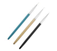 JOINPAYA 3 Pcs Nail Art Brushes Set Metal Handle Thin Liner Detail Paint Pens for DIY Manicure Nail Design in Blue, Gold, and Black Colors
