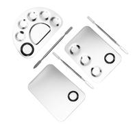 JOINPAYA 3 Sets Stainless Steel Foundation Palettes Makeup Mixing Trays with Nail Paint Boards Cosmetic Mixing Pallets for Professional Manicure and Foundation Blending