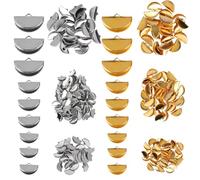 JOINPAYA 300pcs Pinch Crimp Ends Alloy Cord Ends Fan Shape Half Round Metal Fastener Clasps with Interior Teeth Design Stay in Place for Crafts DIY Jewelry