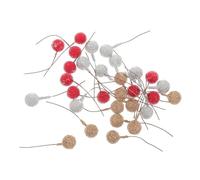 JOINPAYA 30pcs Artificial Berry Picks Christmas Glitter Berry Stems Decorative Foam round Branches for Festive Decorations and Party Crafts