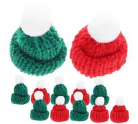 JOINPAYA 30pcs Mini Knitted Christmas Hats for DIY Crafts Cute Tiny Beanie Decorations for Wine Milk Tea Bottles Doll Accessories Holiday Tree Ornaments Red Green