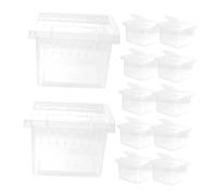 JOINPAYA 30pcs Transparent Plastic Reptile Feeding Box with Basking Platform Escape-resistant Snake Cage Terrarium for Gecko Turtle Spider and Small Reptile Breeding Habitat