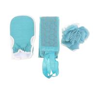 JOINPAYA 3pcs Bath Shower Kit Exfoliating Gloves, Back-pulling Bath Towel, and Shower Ball in Blue - Gentle Skin Care for Daily Use and Back Cleansing