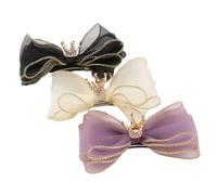 JOINPAYA 3pcs Bow Hair Clips for Girls Cute Crown Decor Bows for Birthday Parties and Daily Wear Easy to Use Non-damaging Hair Accessories Colors
