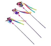 JOINPAYA 3pcs Butterfly Shaped Cat Teaser Interactive Cat Playing Tools Colorful Tassel Wand Entertainment and Hunting Instinct Stimulation Random Color