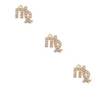 JOINPAYA 3pcs Copper Virgo Zodiac Pendant Earrings Set, Small DIY Copper Ear Studs Jewelry for Women, Gold Tone Virgo Constellation Necklace Charms