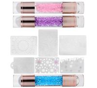 JOINPAYA 3pcs Double-ended Silicone Manicure Stamper Pen Kit with Rhinestone Handle, Suitable for Different Sizes, for Manicure Practice and Nail Art Stamping Random Color