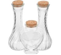 JOINPAYA 3pcs Glass Sand Ceremony Bottle Set with Cork Stoppers, Including 1 Small Heart-shaped Bottle and 2 X 130ml Threaded Glass Containers, Wedding Unity Sand Jars for DIY Keepsake