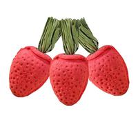 JOINPAYA 3pcs Hamster Chew Small Strawberry Shape Natural Molar Grinding Plaything for Guinea Pig Rabbit Chinchilla Small Pets Teeth Care and Boredom Relief