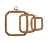 JOINPAYA 3pcs Imitation Wood Square Embroidery Hoop Set with Stand, Plastic Needlework Craft Frames for Cross Stitch and DIY Sewing Projects, Lightweight Embroidery Tools for Beginners