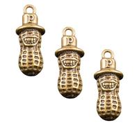 JOINPAYA 3pcs Key Ring Hanging Charm Peanut Shape Pendant Brass DIY Charm Golden Lightweight Portable for Bag Ornament, DIY Ornament