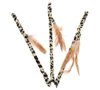 JOINPAYA 3pcs Leopard Print Plume Cat Teaser Stick Set Lightweight Interactive Kitten for Indoor Cat Play and Exercise