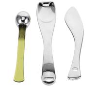 JOINPAYA 3pcs Metal Makeup Spatulas Set - Tiny Facial Cream, Eye Cream Lotion Spoons with Massage Scoop Sticks for Skincare Application and Beauty Tool Accessories