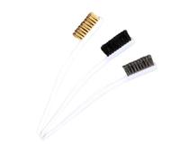 JOINPAYA 3pcs Mini Scratch Brush Set with Plastic Handle for Cleaning Welding Slag and Dust on Machinery and Unfinished Metal Parts, Stainless Steel and Copper Bristles for Heavy Duty Use
