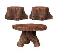 JOINPAYA 3pcs Miniature Resin Table and Chairs Set with Tree Stump Design, Brown Dollhouse Accessories for Fairy Garden, Creative Displays and Shelves Micro Landscape Decor